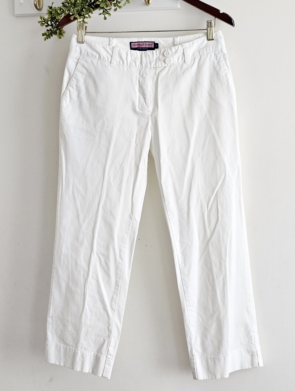 Vineyard Vines White Cropped Pants Size 6 Stretch Cotton Preppy